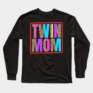 Twin Mom, Mother of Twins Leopard Print and Twins mom Long Sleeve T-Shirt